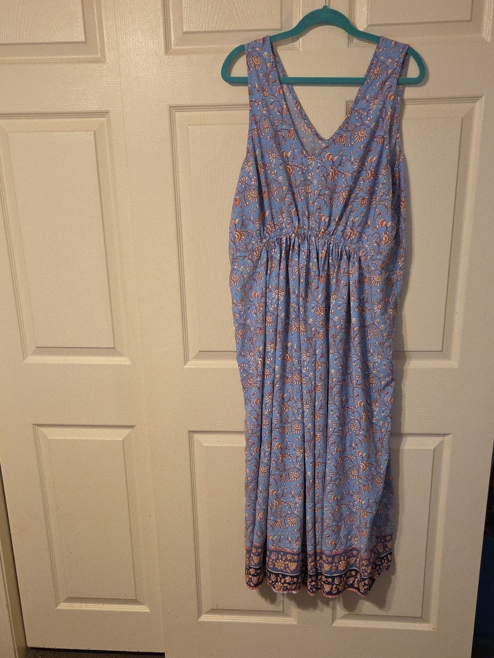Lucky Brand Light Blue Floral Dress with Brown Print